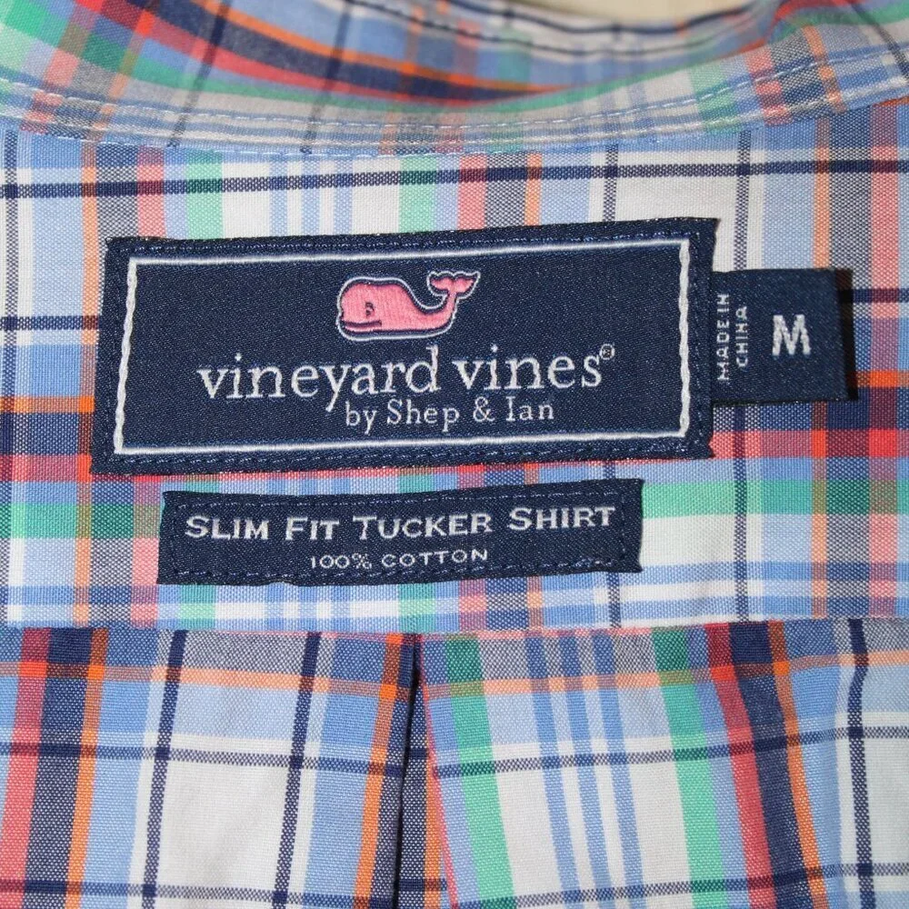 Vineyard Vines Slim Fit Tucker multicolor plaid long sleeve button up shirt sz M - Picture 2 of 4